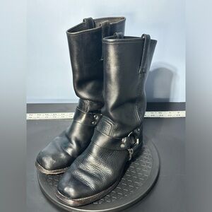Frye motorcycle leather boots square toe harness